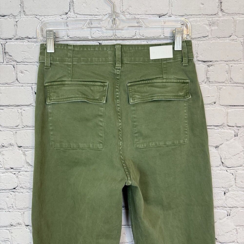 Pistola Sophia Twill Pants Women 26 Basil Green Flap Pockets High Rise Wide Leg - Picture 7 of 8